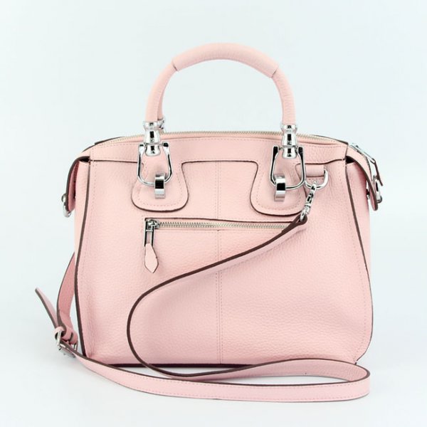 Hermes 9048 Lichee Stripe 28cm Wrist Bags Pink Silver